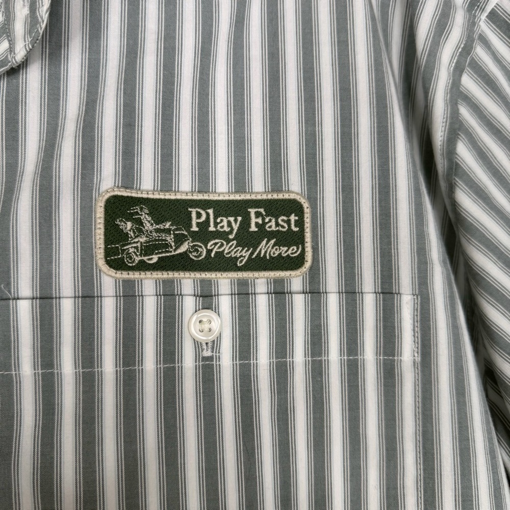 Sz M Random Golf Club x Abercrombie Green Striped Cropped Boxy Shirt NWT $70 - Picture 4 of 10
